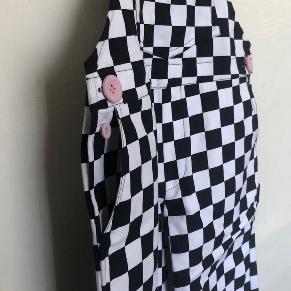 Retro checkerboard pattern jumpsuit overalls - Picture 6 of 7